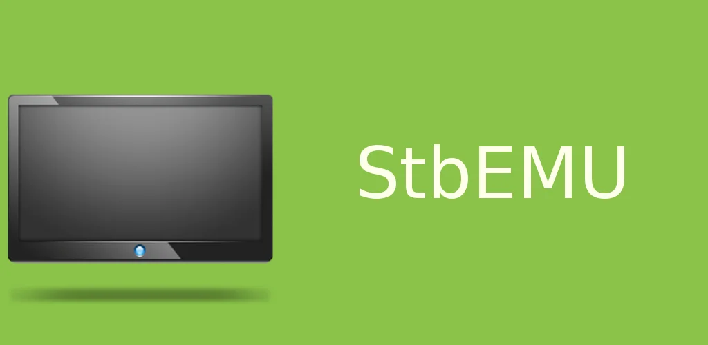 The STB Emu app banner, a green tile with a television and the name StbEMU